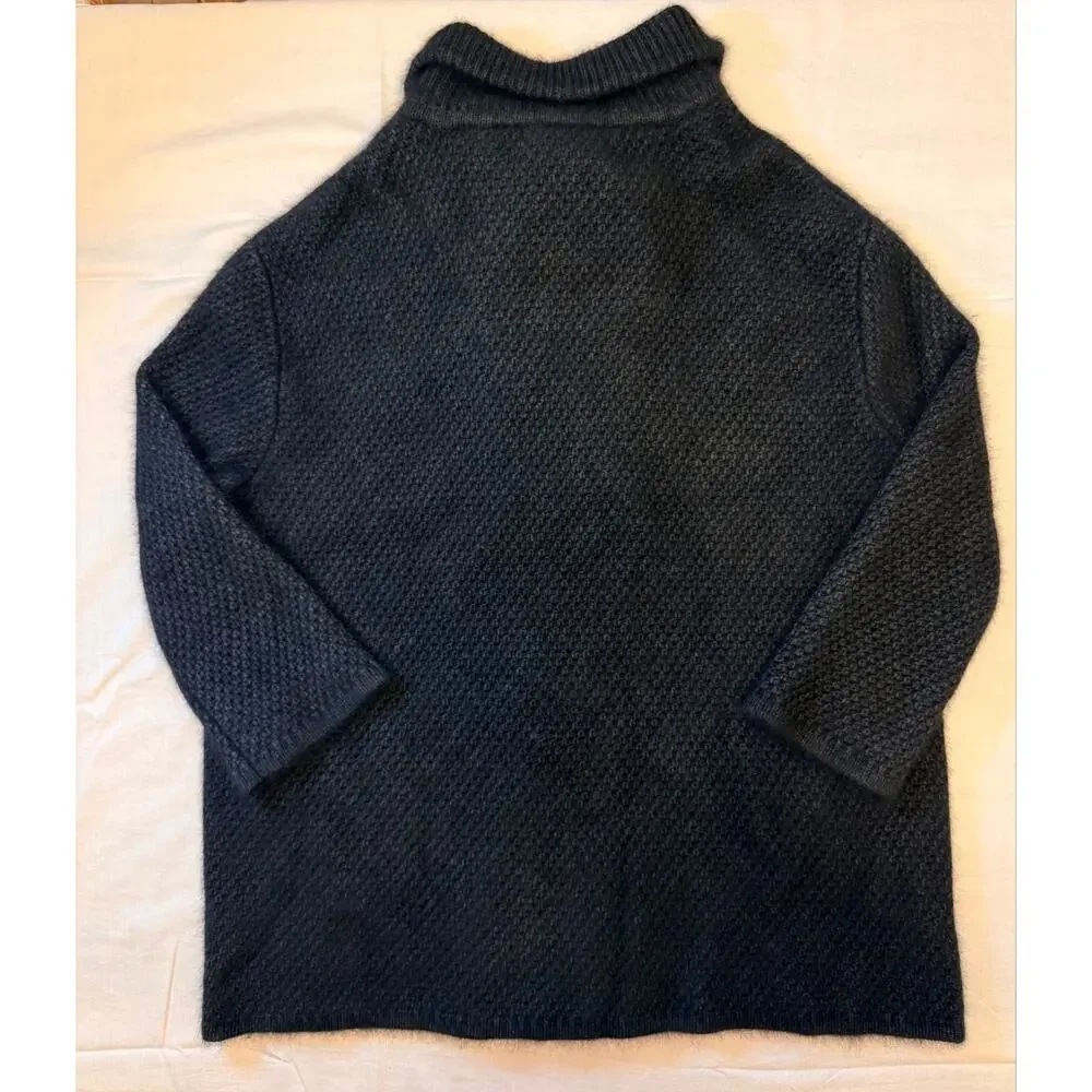360SWEATER Wool Raccoon Yarn Oversized Sweater Coat Coatigan Women’s S Gray
